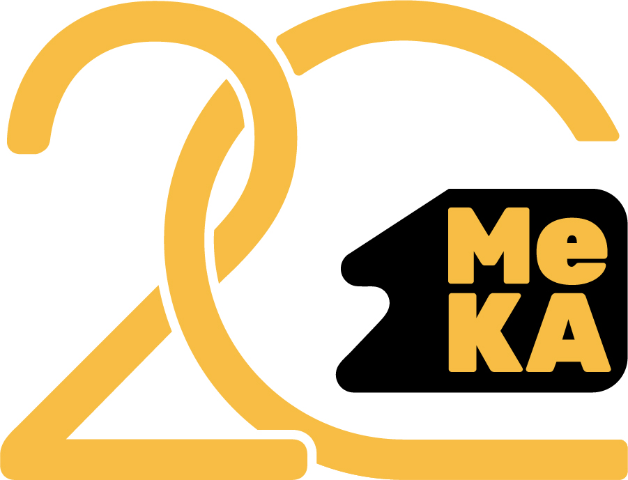 MEKA krāsainais logotips dzeltenā tonī